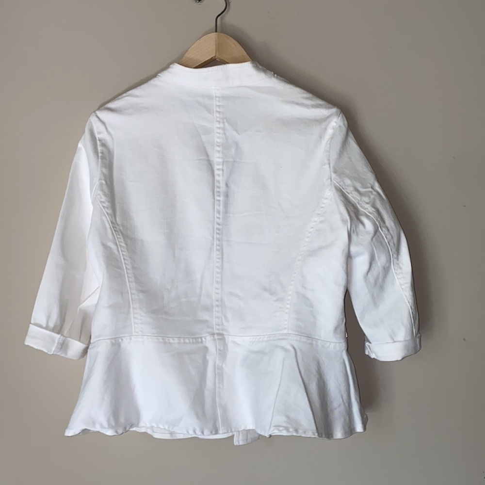 New Directions Petite White Jean Blazer w/ Zipper Accents Size Petite L - Picture 4 of 10